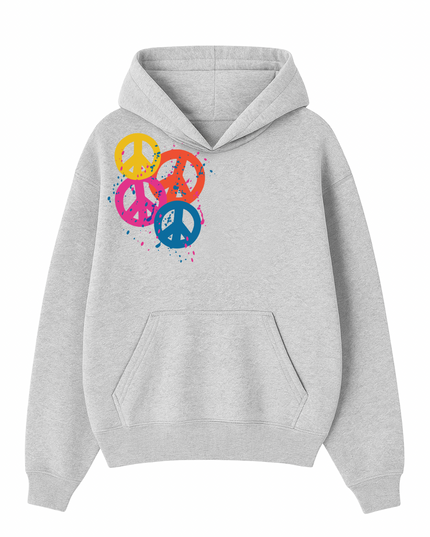 Multi Colour Peace Printed Hoodie