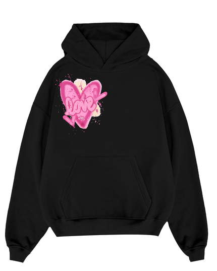 Love, Heart Printed Hoodie