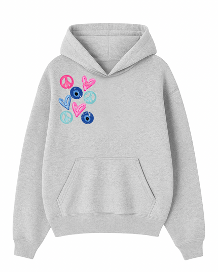 Evil Eye, Peace, Hearts Hoodie