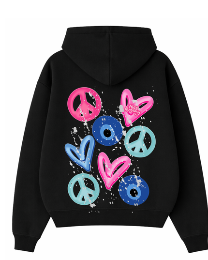 Evil Eye, Peace, Hearts Hoodie