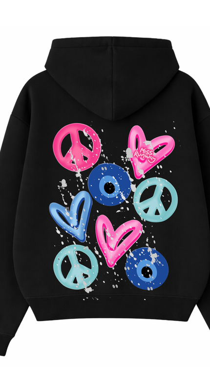 Evil Eye, Peace, Hearts Hoodie – image 9