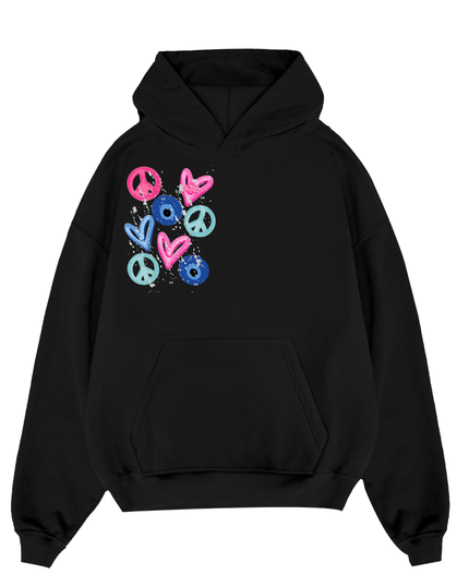 Evil Eye, Peace, Hearts Hoodie