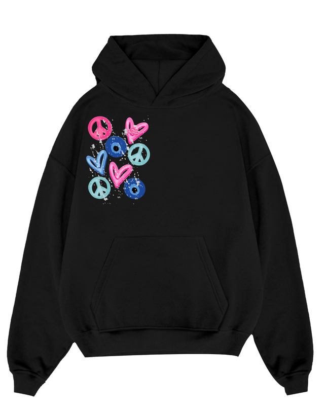 Evil Eye, Peace, Hearts Printed Hoodie Kids