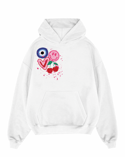 Evil Eye, Cherry, Smiley Hoodie