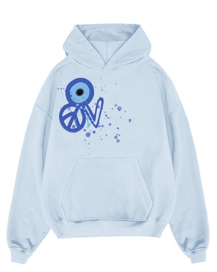 Blue Evil Eye, Peace, Heart Hoodie