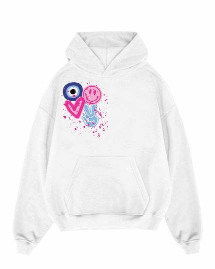Evil Eye, Fingers, Smiley Printed Hoodie Kids