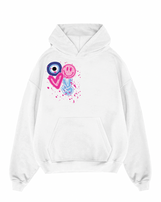 Evil Eye, Fingers, Smiley Printed Hoodie Kids