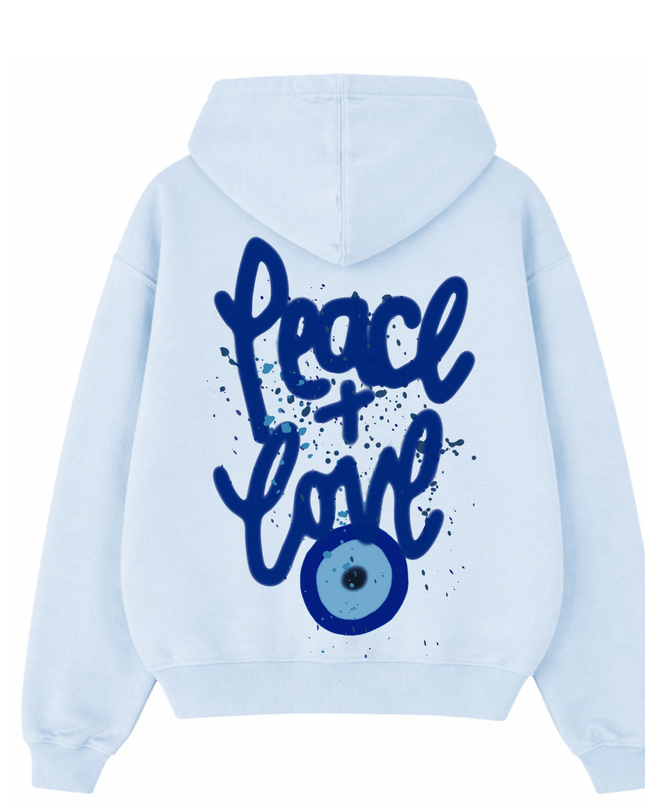 Blue Peace + Love Printed Hoodie Kids