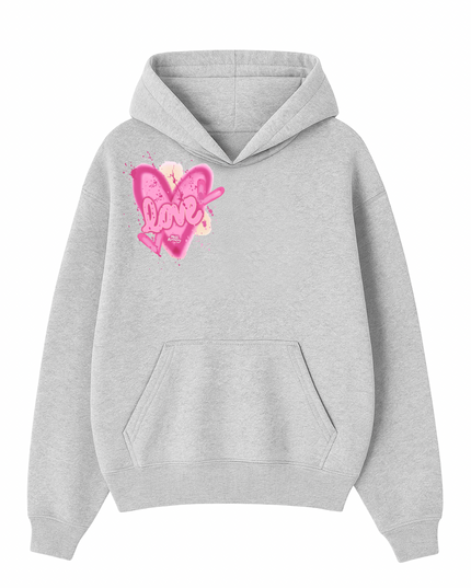 Love, Heart Printed Hoodie
