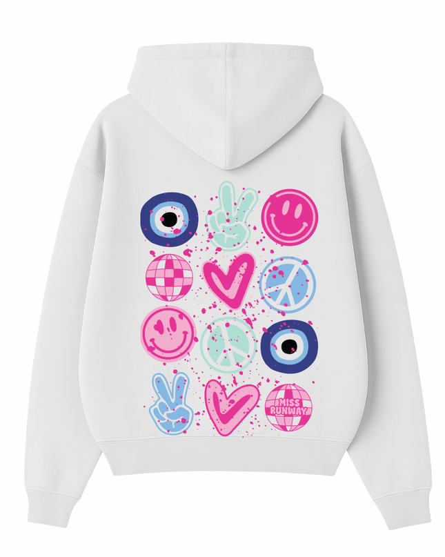 Evil Eye, Fingers, Smiley Printed Hoodie Kids