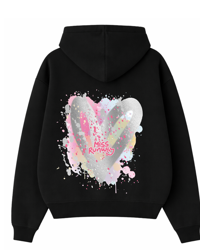 Miss Runway Silver Heart Printed Hoodie Kids
