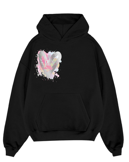 Miss Runway Silver Heart Printed Hoodie