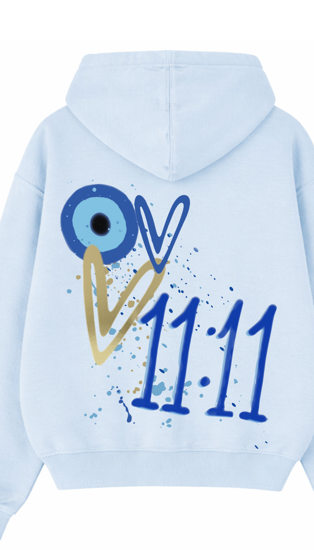 11:11 Gold Heart Evil Eye Heart Hoodie – image 7
