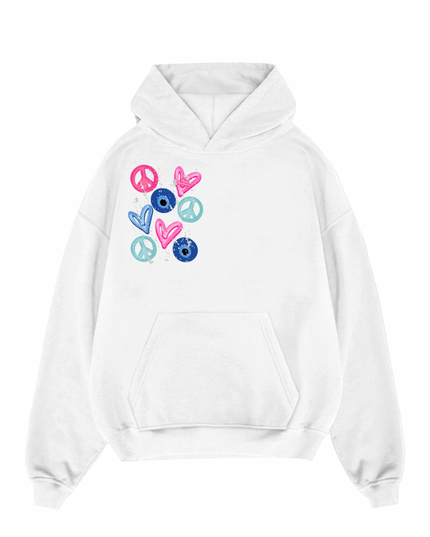 Evil Eye, Peace, Hearts Hoodie