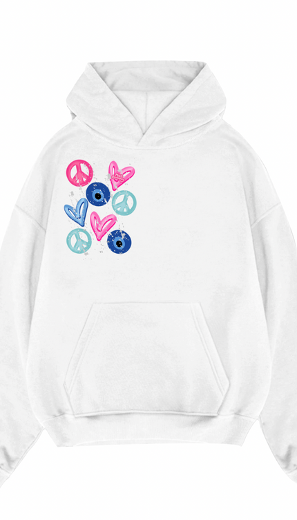 Evil Eye, Peace, Hearts Hoodie – image 6