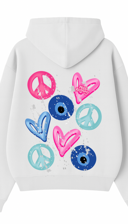 Evil Eye, Peace, Hearts Hoodie – image 5