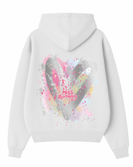 Miss Runway Silver Heart Printed Hoodie