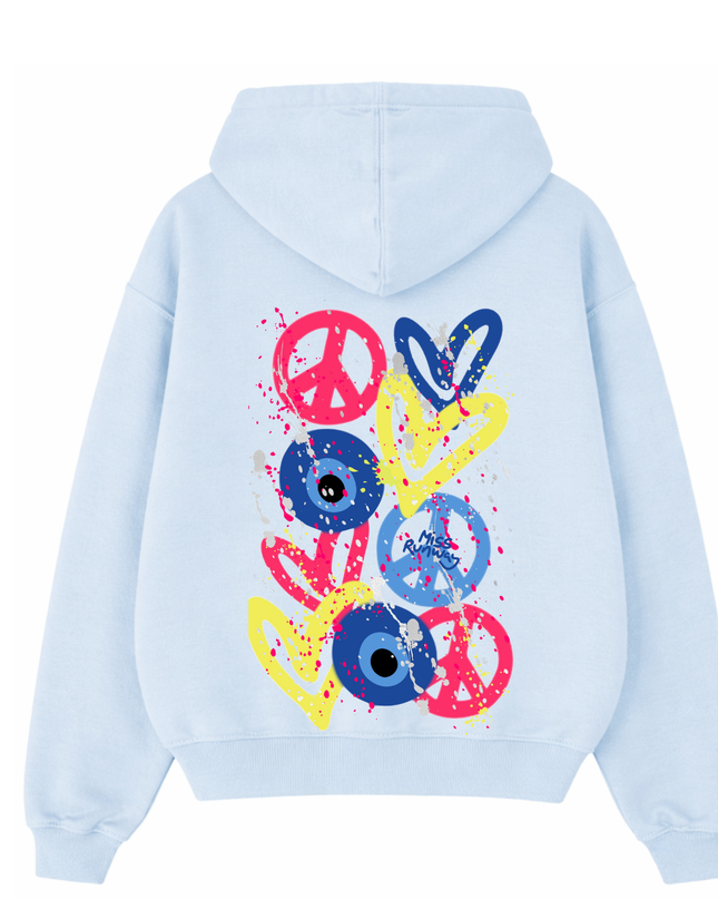 Evil Eye, Peace, Heart Hoodie Kids