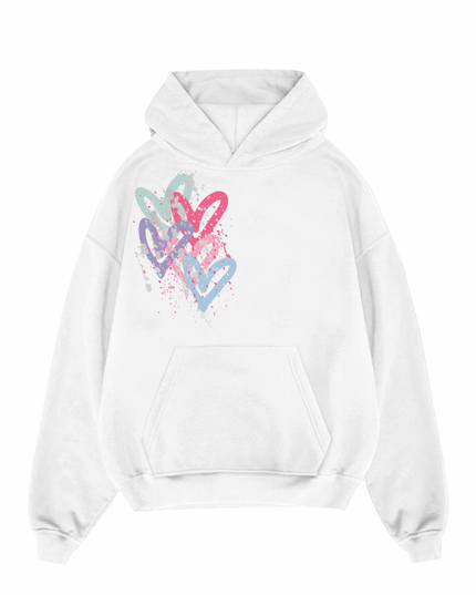Multi Colour Heart Printed Hoodie
