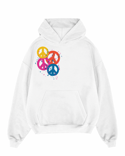 Multi Colour Peace Printed Hoodie