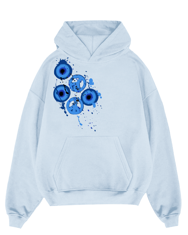 Peace, Evil Eyes Printed Hoodie Kids
