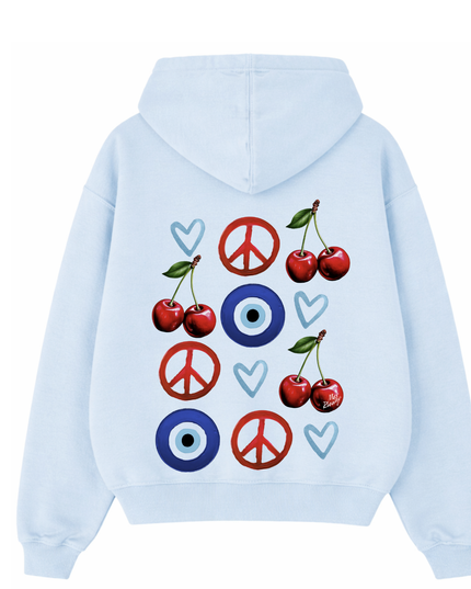 Evil Eye, Cherry, Heart Printed Hoodie