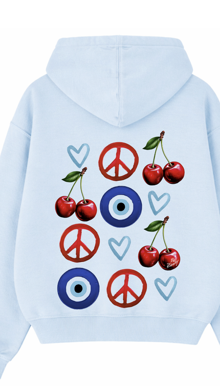 Evil Eye, Cherry, Heart Printed Hoodie – image 7