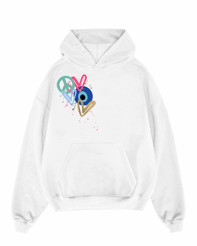 Mint Peace, Evil Eye, Hearts Printed Hoodie Kids