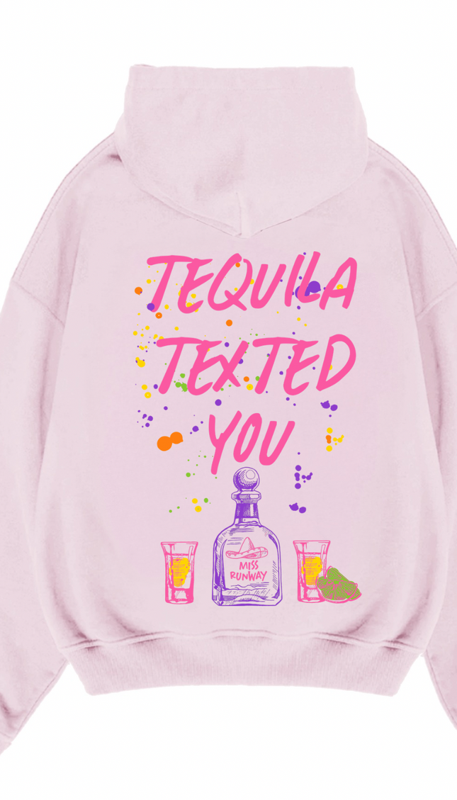 Tequila Texted You Pink Printed Hoodie – image 7