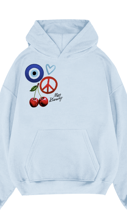 Evil Eye, Cherry, Heart Printed Hoodie – image 8
