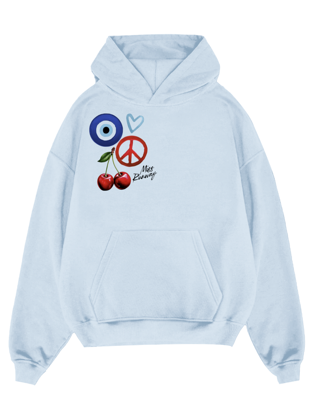 Evil Eye, Cherry Heart Printed Hoodie Kids