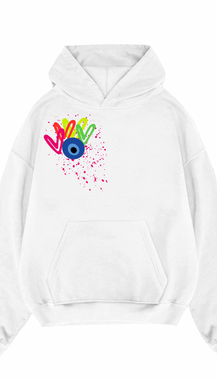 Neon Hearts, Evil Eye Printed Hoodie – image 6