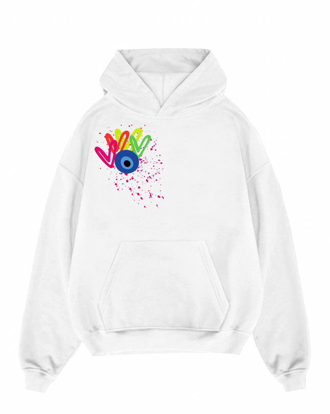 Neon Hearts, Evil Eye Printed Hoodie Kids