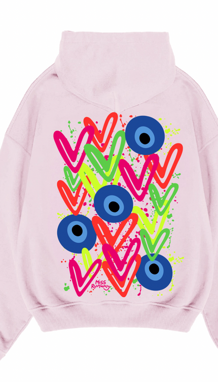 Neon Hearts, Evil Eye Printed Hoodie – image 7