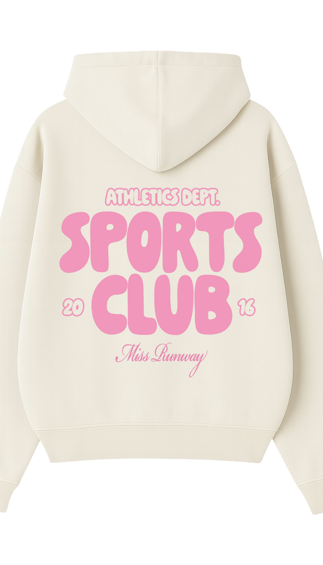 Miss Runway Sports Club Hoodie – adult printed hoodie by Miss Runway