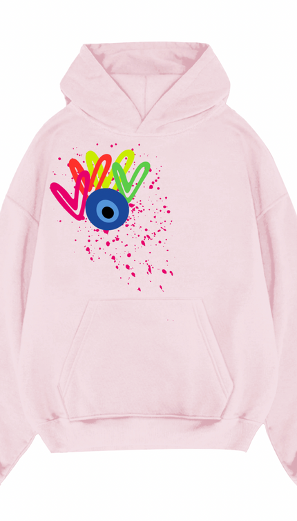 Neon Hearts, Evil Eye Printed Hoodie – image 8
