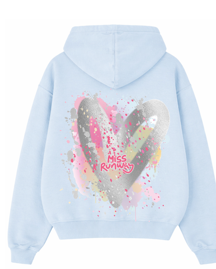 Miss Runway Silver Heart Printed Hoodie