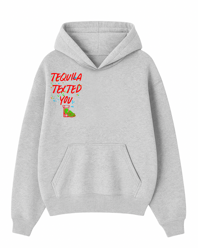 Tequila Texted You Red Printed Hoodie