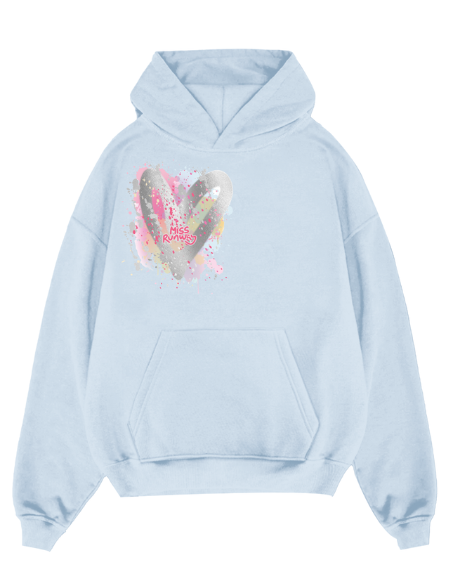 Miss Runway Silver Heart Printed Hoodie Kids