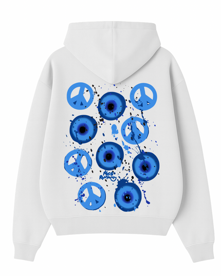 Peace, Evil Eyes Printed Hoodie