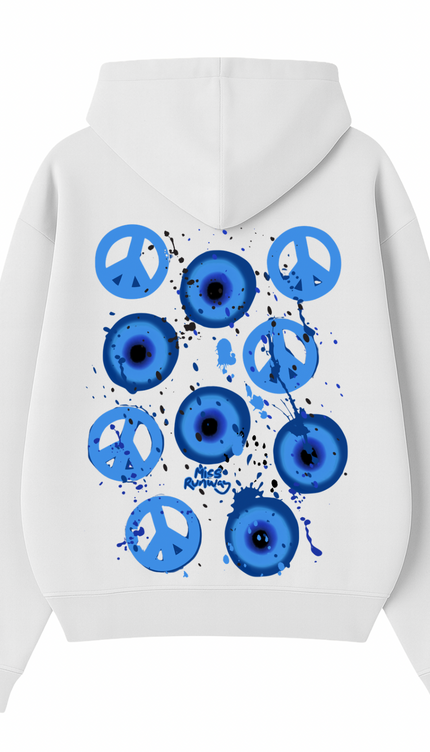 Peace, Evil Eyes Printed Hoodie – image 5