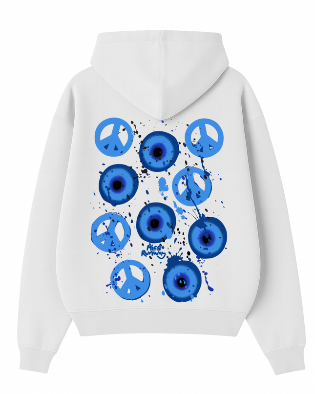 Peace, Evil Eyes Printed Hoodie Kids