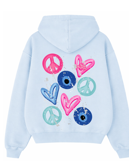 Evil Eye, Peace, Hearts Hoodie