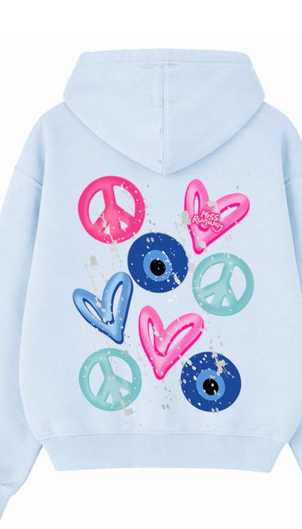 Evil Eye, Peace, Hearts Hoodie – image 12
