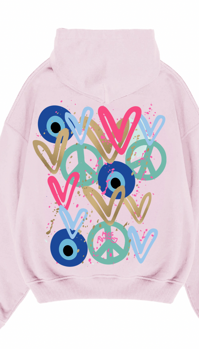 Mint Peace, Evil Eye, Hearts Printed Hoodie – image 7