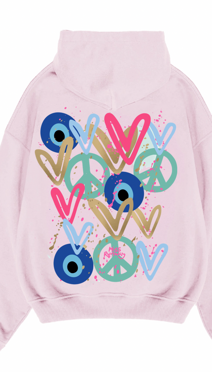 Mint Peace, Evil Eye, Hearts Printed Hoodie – image 7