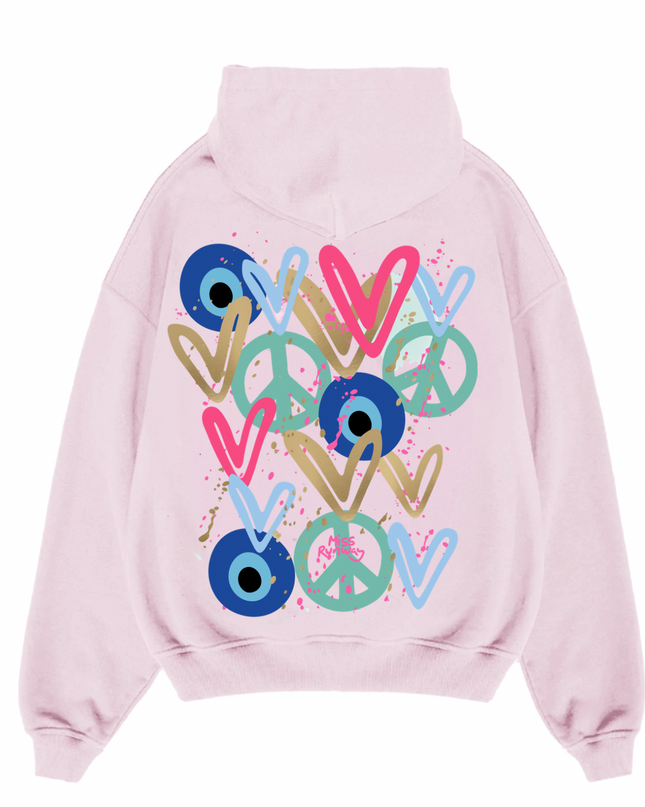 Mint Peace, Evil Eye, Hearts Printed Hoodie Kids