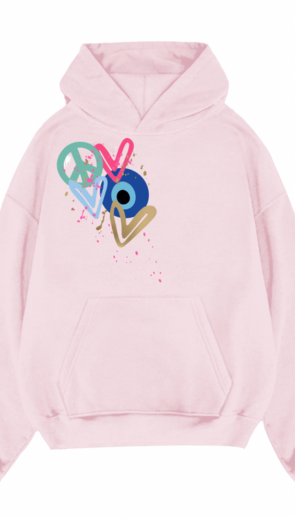 Mint Peace, Evil Eye, Hearts Printed Hoodie – image 8