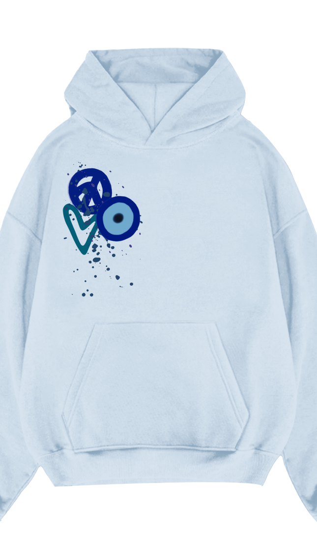 Blue Peace + Love Printed Hoodie – image 8