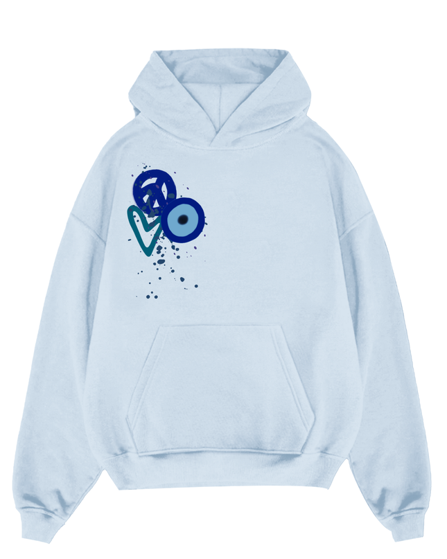 Blue Peace + Love Printed Hoodie Kids